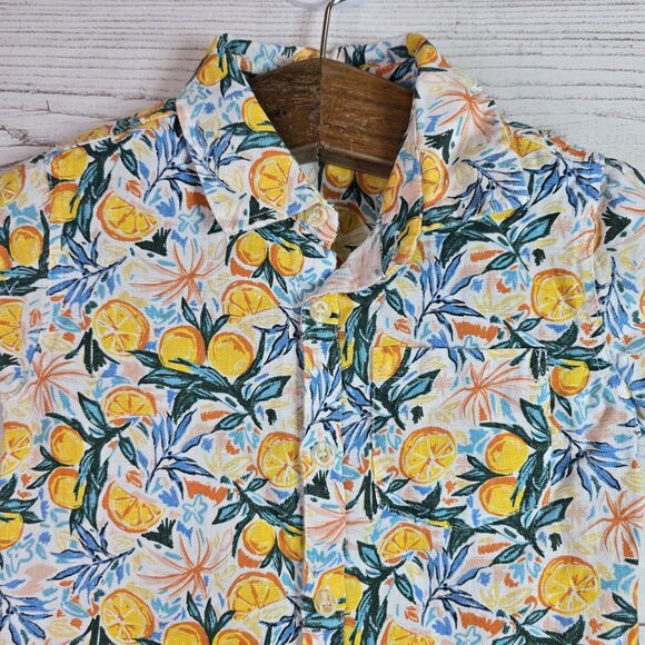Goldie + Ace Linen Limon Floral Hawaiian Button Shirt Size 2T - Picture 2 of 8